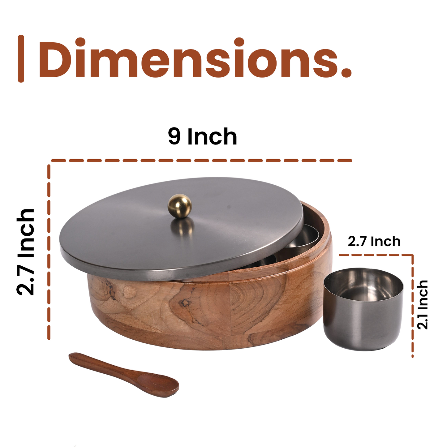 Greetwood GunMetal Plane Wooden Masala Box for Kitchen