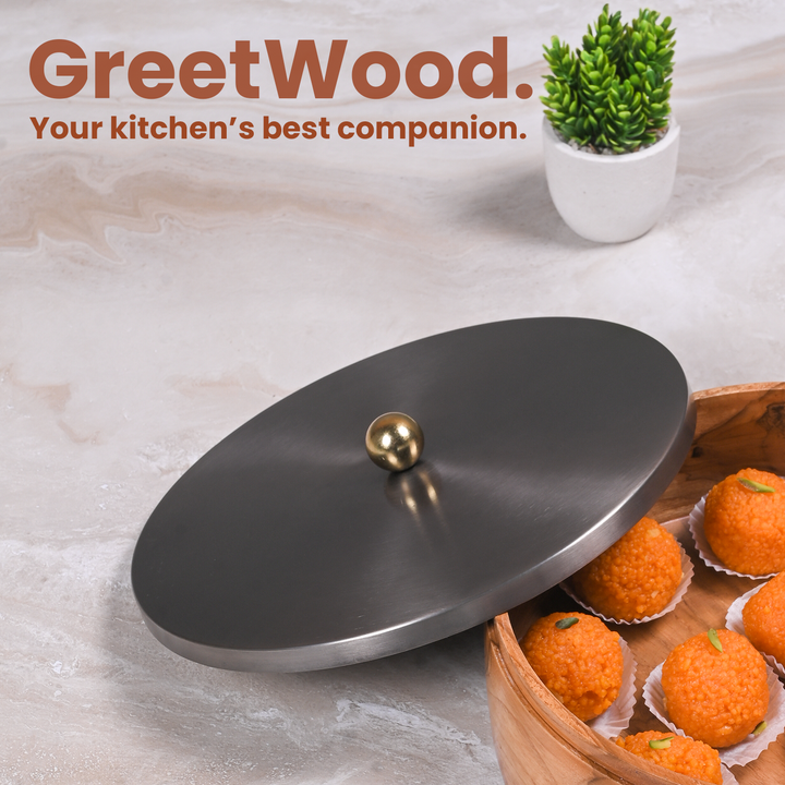 Greetwood GunMetal Plane Wooden Chapati Box for Kitchen