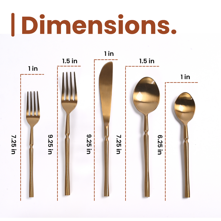 Greetwood Grooved Stainless Steel Cutlery Set for Dining Table in Gold