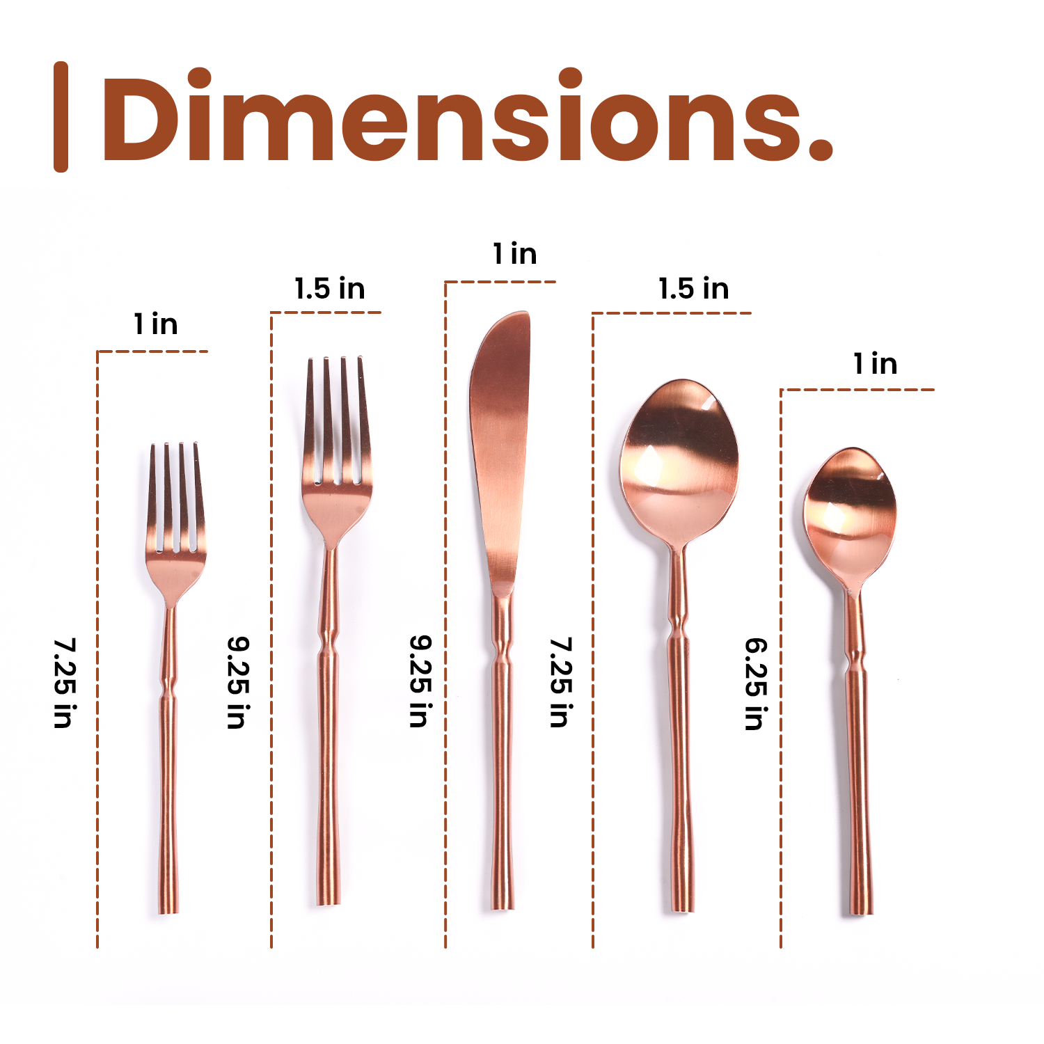 Greetwood Grooved Stainless Steel Cutlery Set for Dining Table in Copper