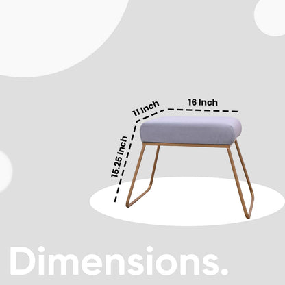 Classy and Compact Golden Metal Stool in Grey Cushion