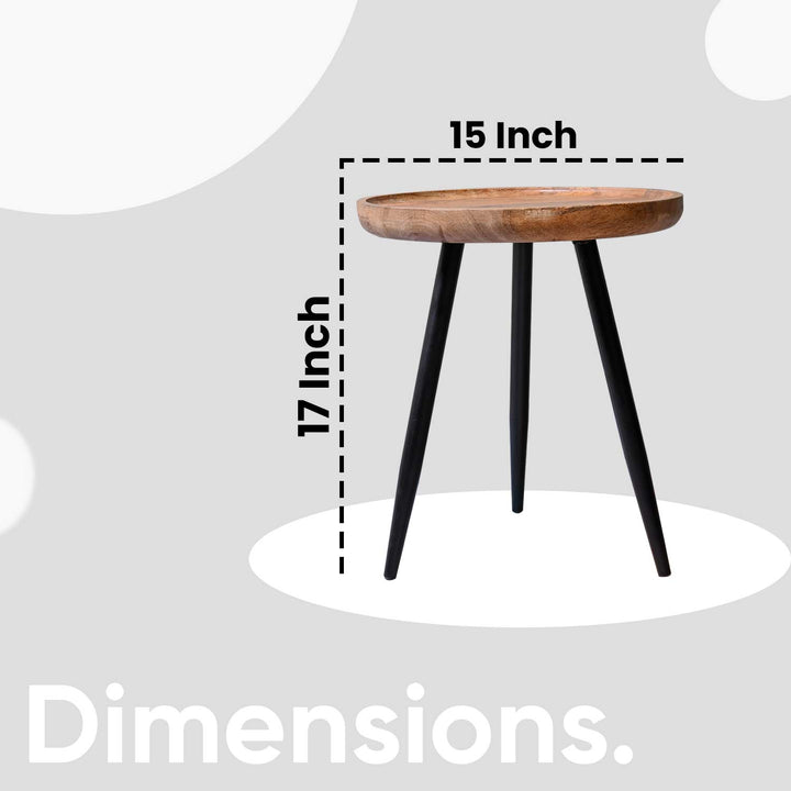 Natural Small Mango Wood & Metal Side Table