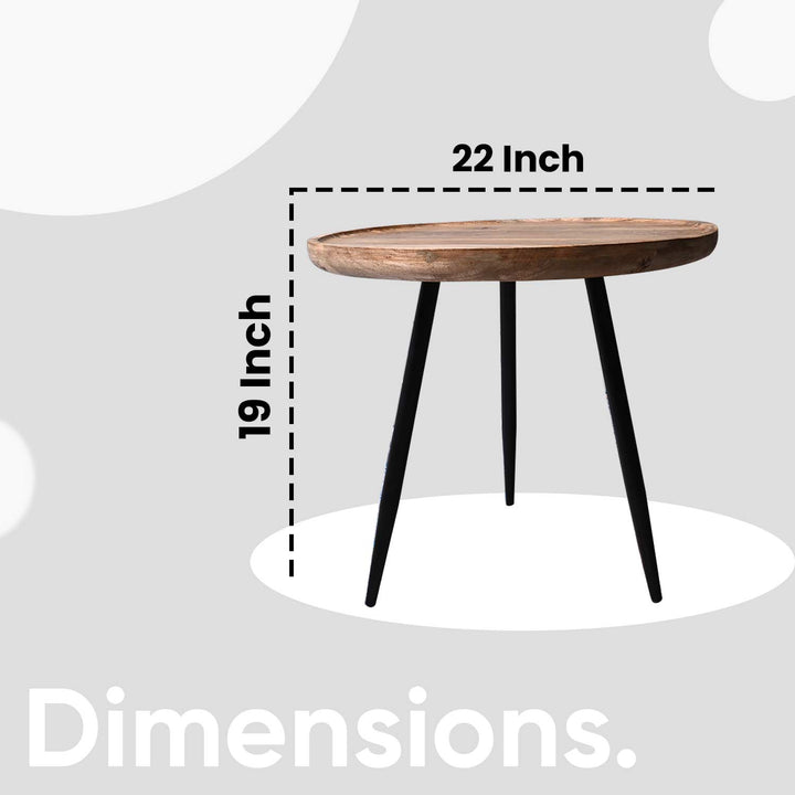 Natural Large Mango Wood & Metal Side Table