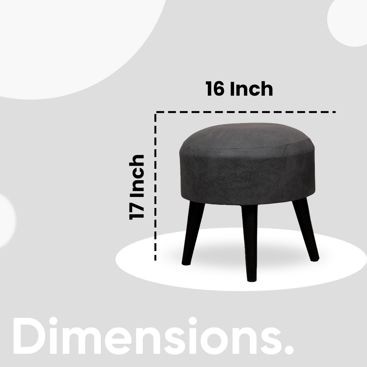 Contemporary Leather Wooden Tuffet in Grey Color Set of 2