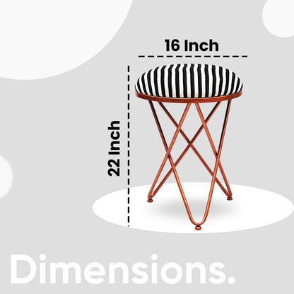 Ultra-modern Cross Leg Rose Gold Metal Stool in Black &amp; White Set of 2