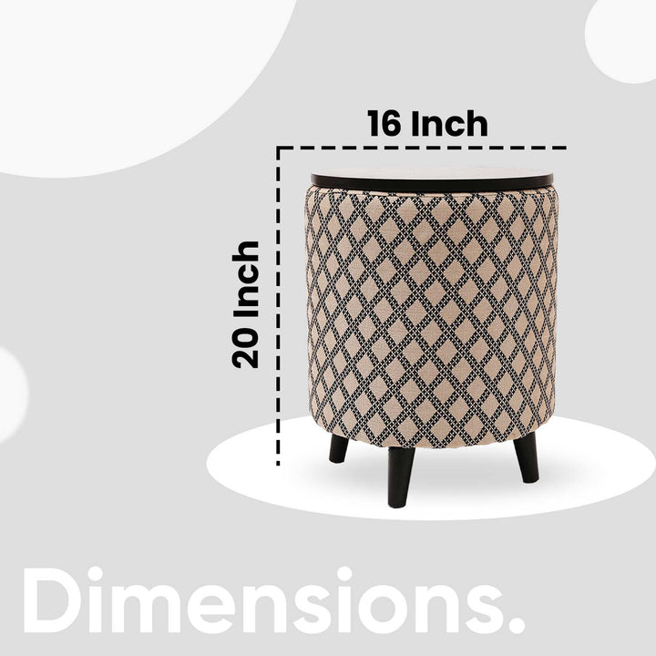 Universal Tetrad Jacquard Storage Ottoman in Beige Color