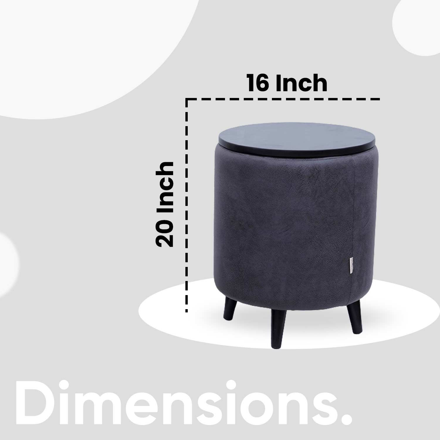 Universal Leather Storage Ottoman in Grey Color Set of 2