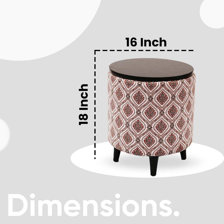 Universal Printed Storage Ottoman in Maroon and Green Color