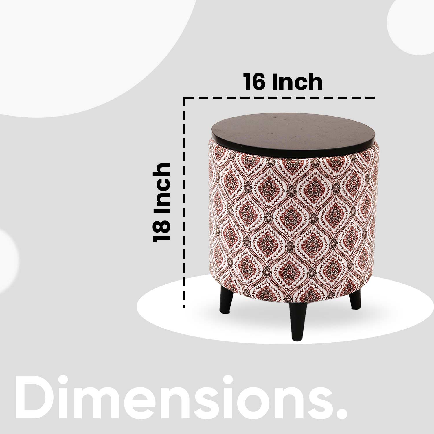 Universal Printed Storage Ottoman in Maroon and Green Color