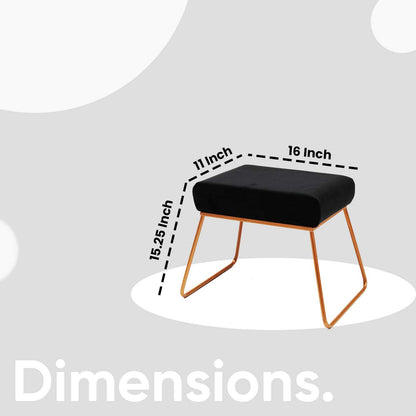 Classy and Compact Rose Gold Metal Stool in Black Cushion Set of 2