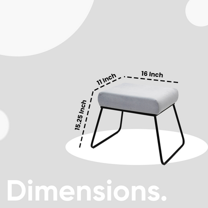 Classy and Compact Matt Black Metal Stool in Grey Cushion Set of 2