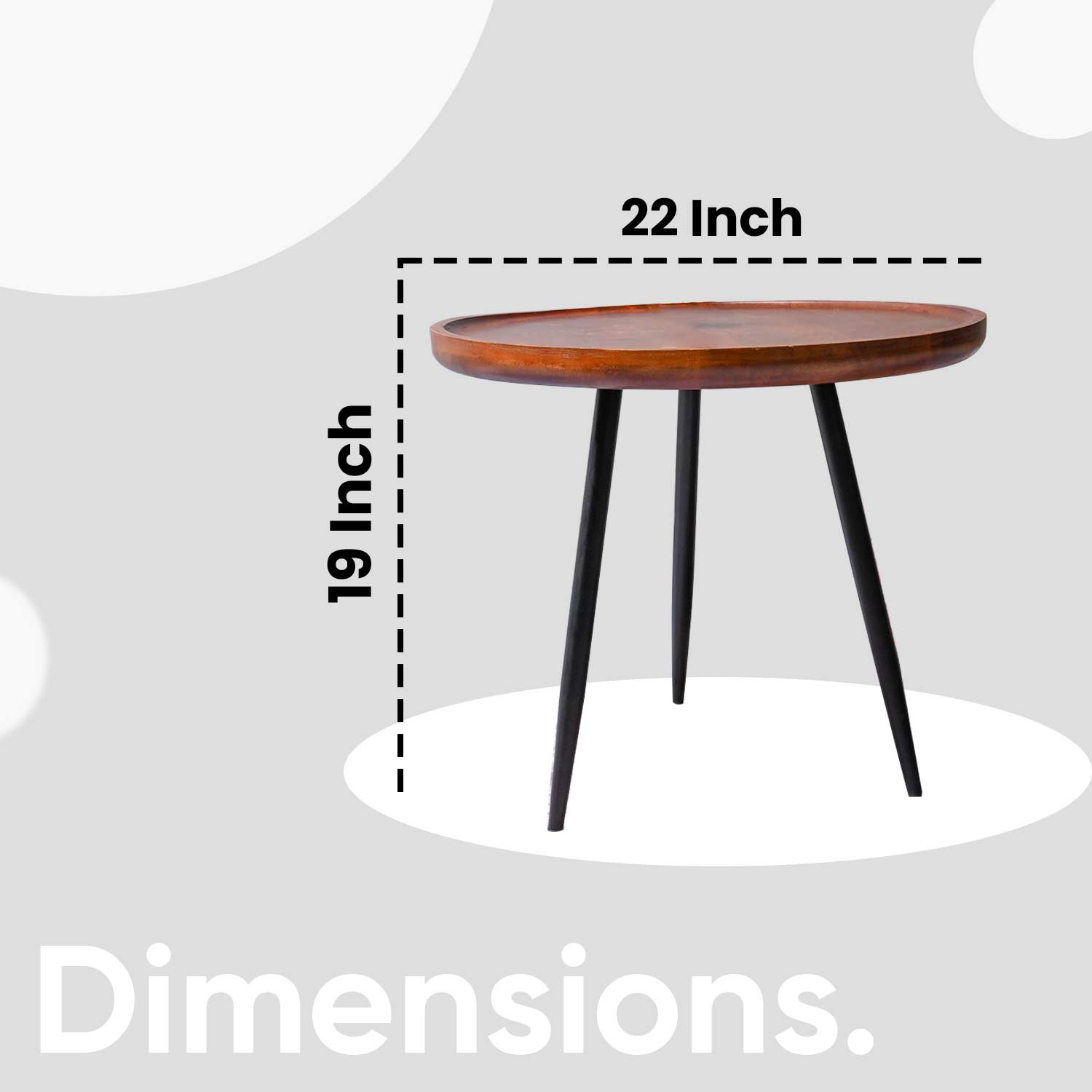 Walnut Large Mango Wood & Metal Side Table