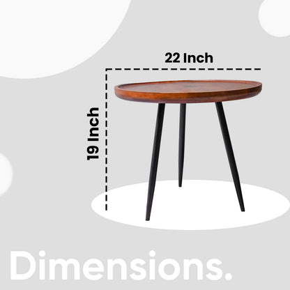 Walnut Large Mango Wood & Metal Side Table