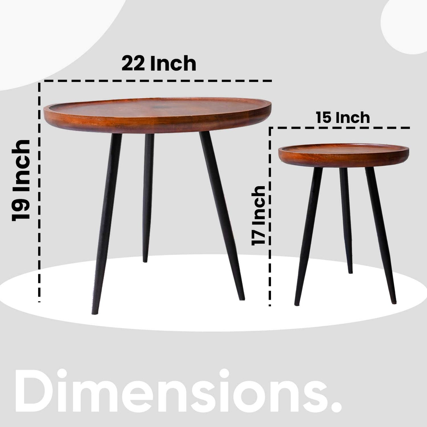Walnut Pair Mango Wood & Metal Side Table