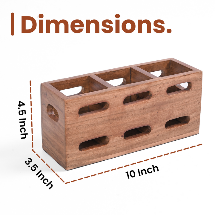 Greetwood Ventilated Wooden Cutlery Holder for Kitchen