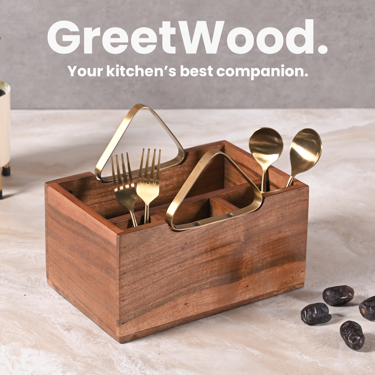 Greetwood Wooden Cutlery Holder for Kitchen