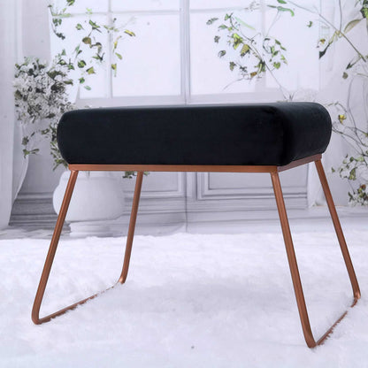 Classy and Compact Rose Gold Metal Stool in Black Cushion