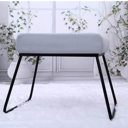 Classy and Compact Matt Black Metal Stool in Grey Cushion