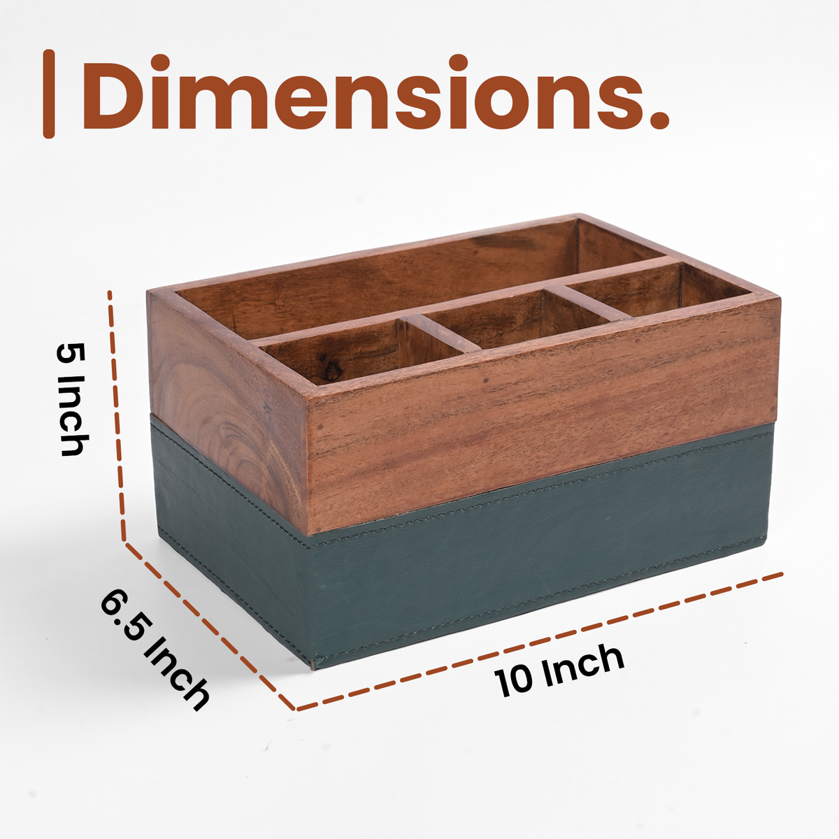 Greetwood Wooden Cutlery Holder for Kitchen in Leather Accent
