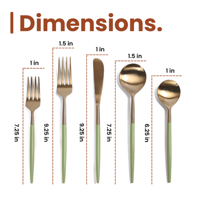 Greetwood Enamel Stainless Steel Cutlery Set for Dining Table in Green