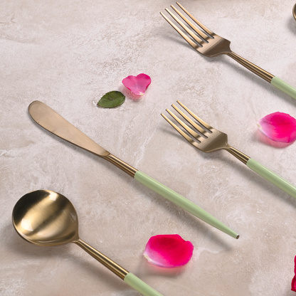 Greetwood Enamel Stainless Steel Cutlery Set for Dining Table in Green