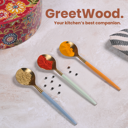 Greetwood Enamel Stainless Steel Cutlery Set for Dining Table in Green