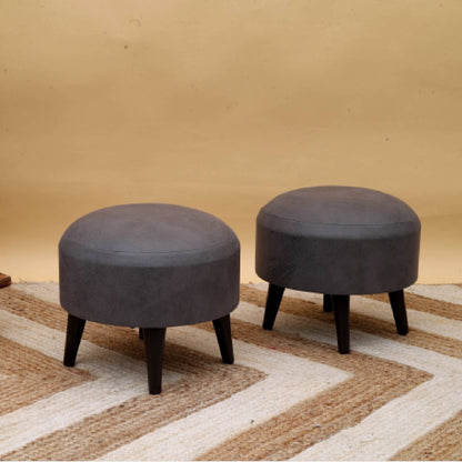 Trendy Whack Wooden Tuffet in Grey Color Set of 2