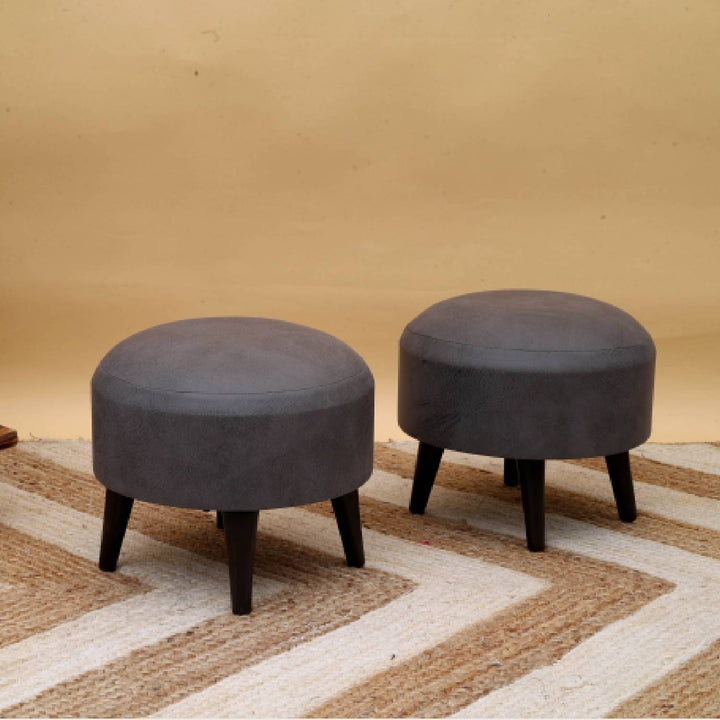 Trendy Whack Wooden Tuffet in Grey Color Set of 2