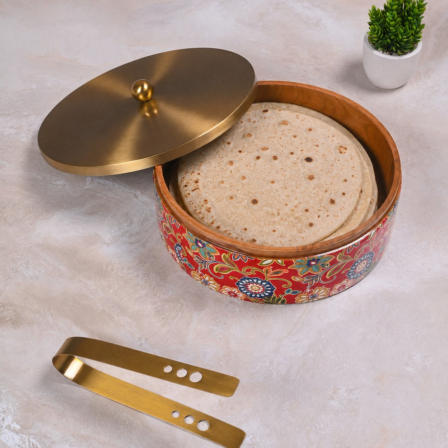 Red Printed Chapati Box