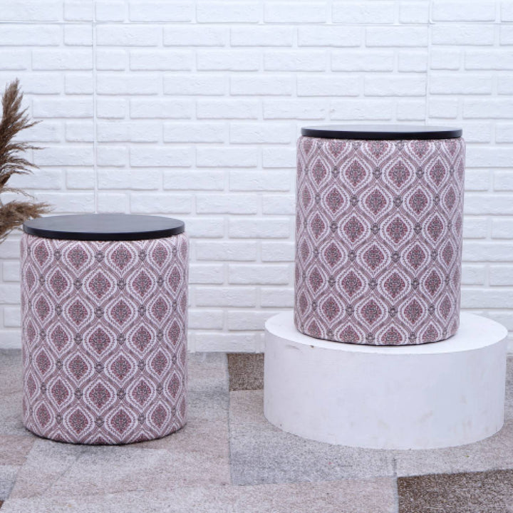 Omni-Functional Screened Storage Ottoman in Maroon and Green Color Set of 2